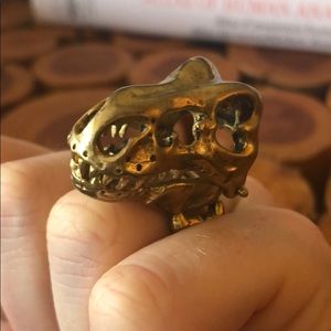 Brass Dinosaur Ring. Moveable mouth. Adjustable